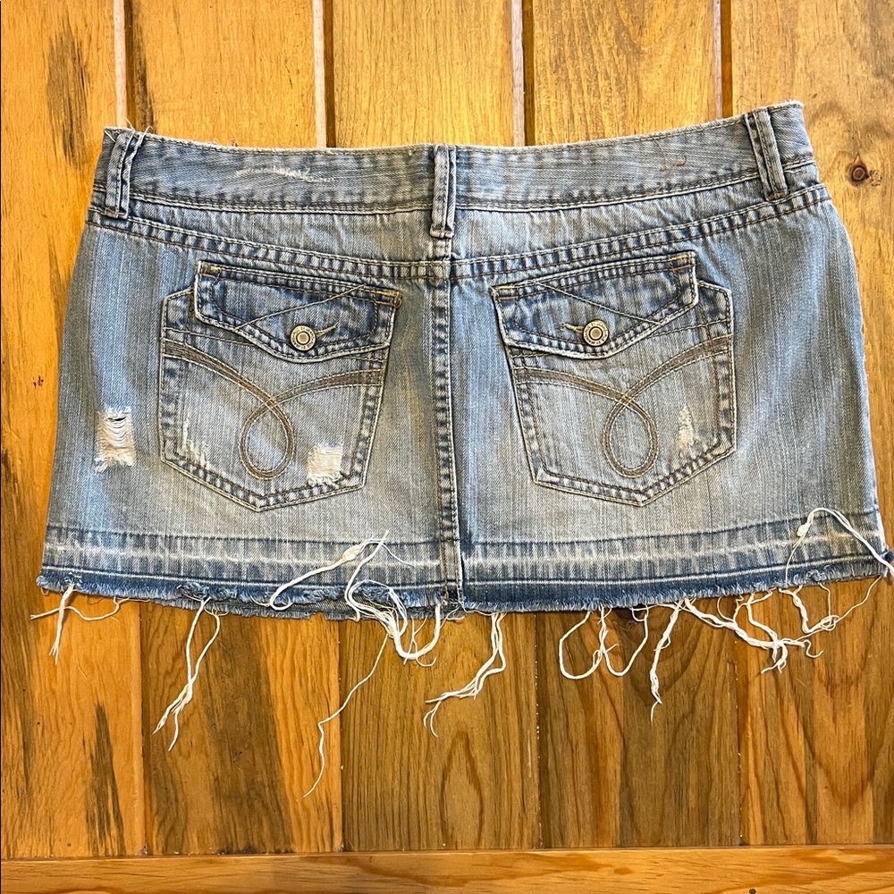 Rue21 Light Blue Distressed Denim Mini Skirt - Picture 2 of 7